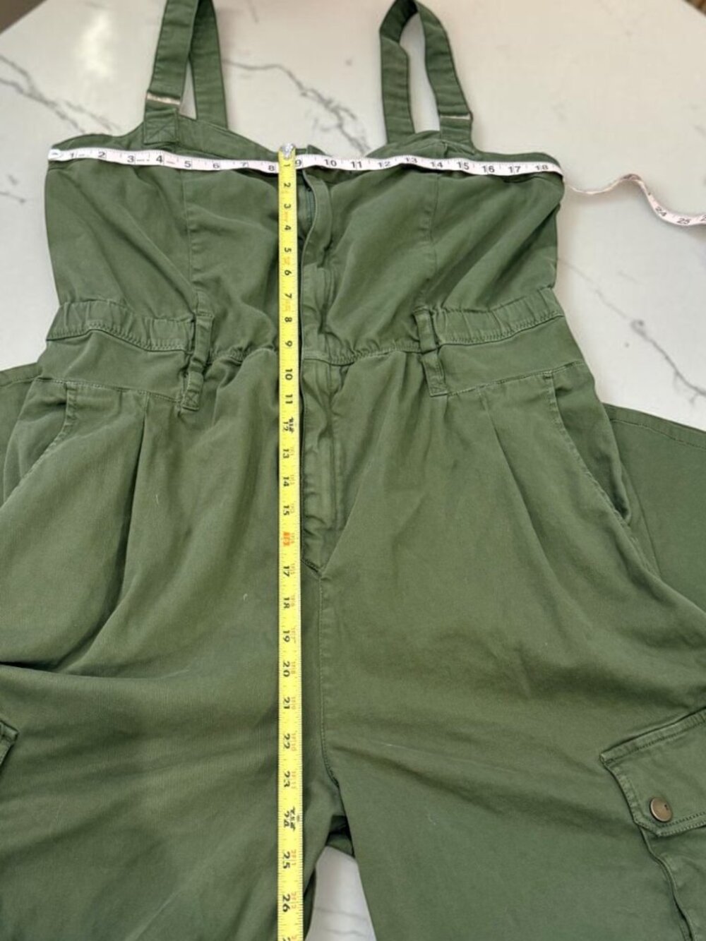 Anthropologie Pilcro Rosie Utility Wide-Leg Jumpsuit Size XL Tall Olive Green - Picture 6 of 12